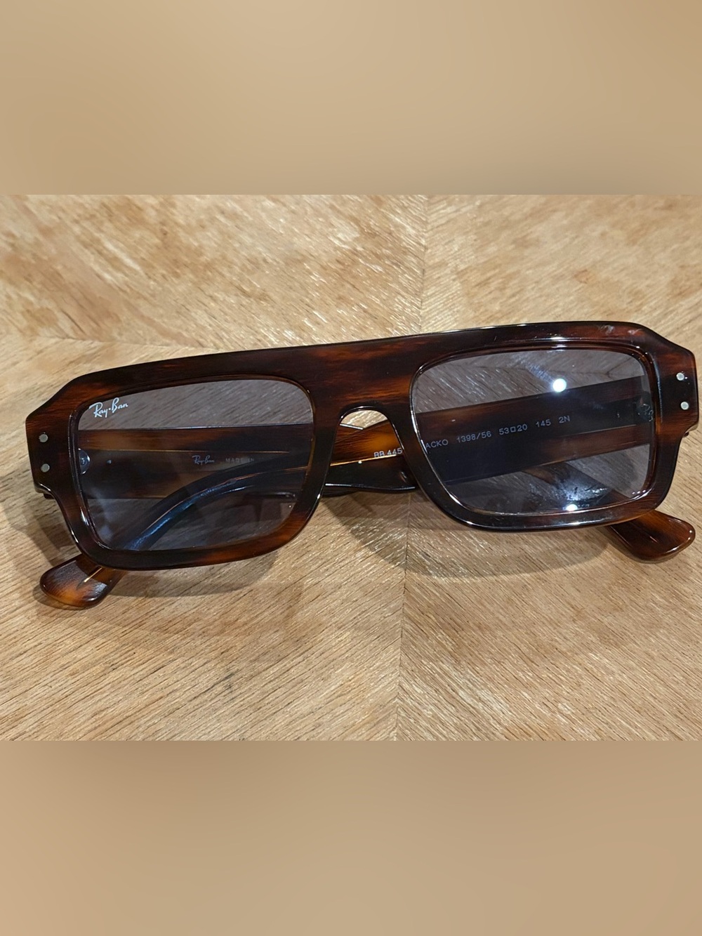 Ray-Ban Dark Tortoiseshell Rectangular Sunglasses - Brown